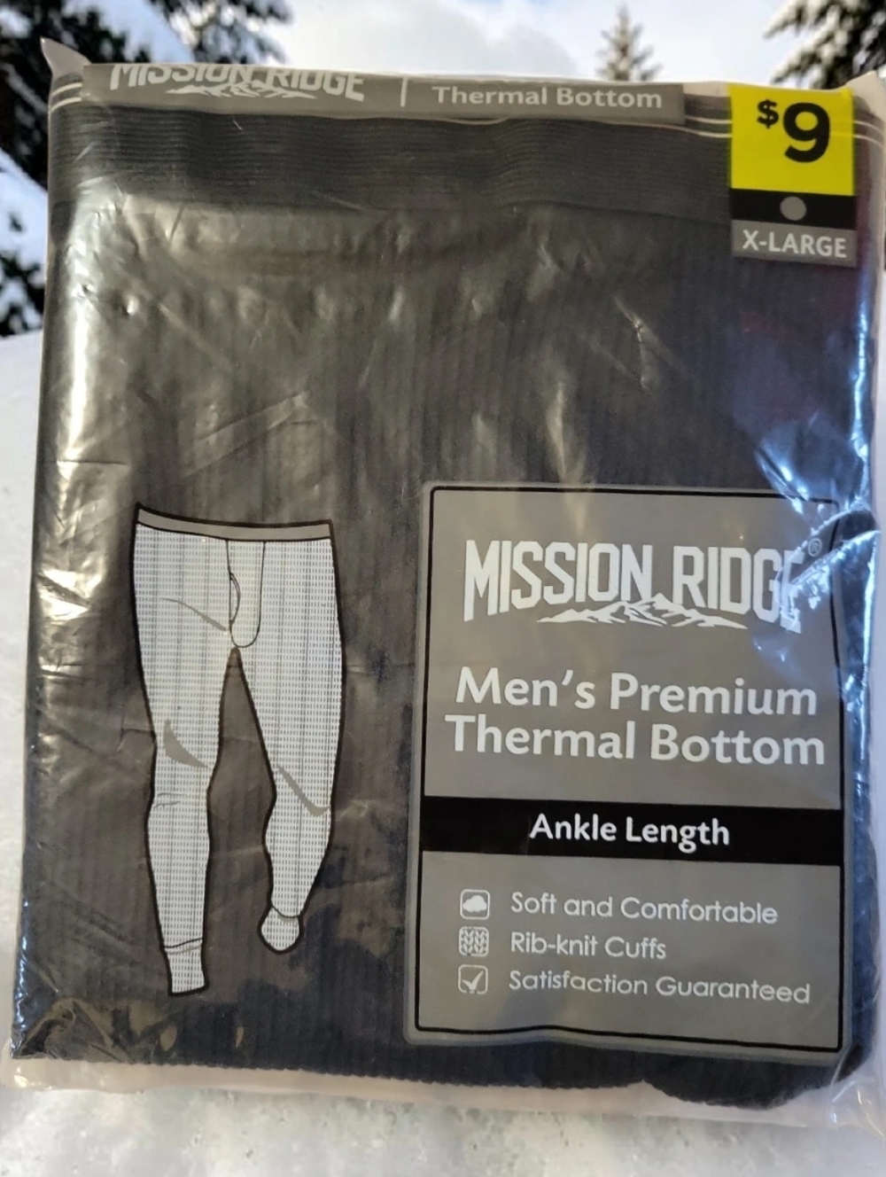 NWT Mission Ridge Men's Premium Long Johns Thermal Bottoms Ankle Length Black XL